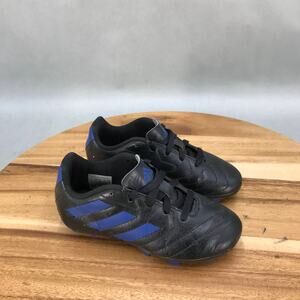 Adidas Goletto VIII Soccer Cleats Little Kids 11K Black Blue Firm Ground Lace Up
